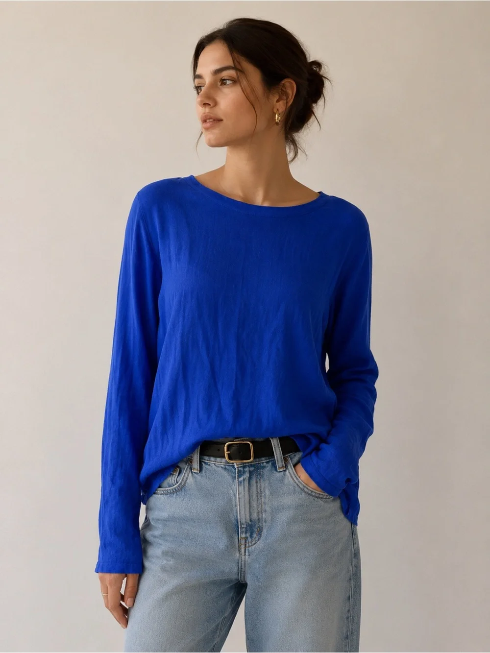 Michael Kors Electric Blue Long Sleeve Crewneck Lightweight Sweater Size Medium